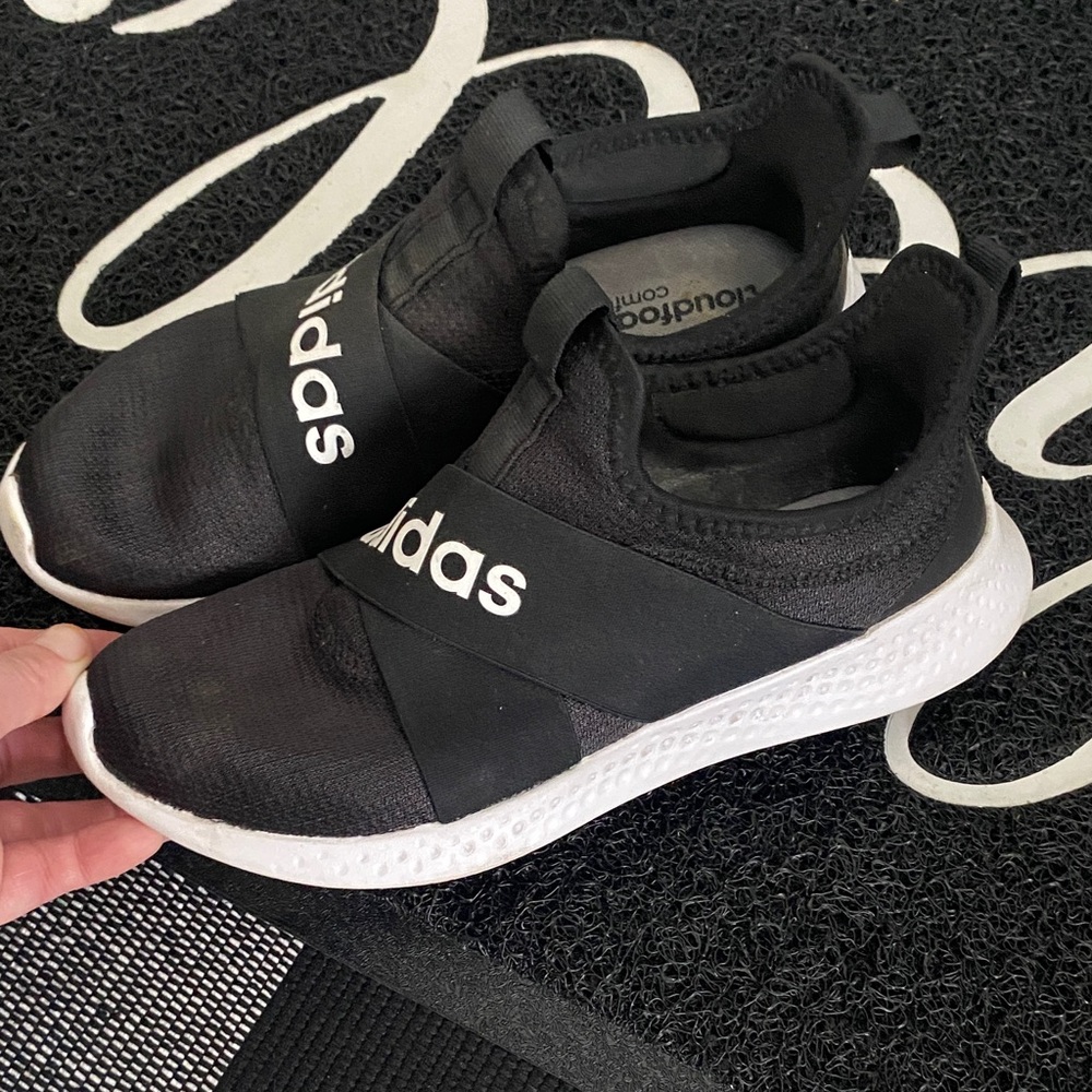 Adidas Women’s Black and White Slip-On Sneakers